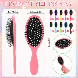 Suclain 50 Pieces Hair Brushes for Women Travel Detangling Brush Soft Bristles with Cushion Base Drying Detangler Small Hair Brushes for Women, 10 Colors