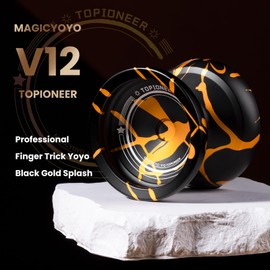MAGICYOYO Yoyo V12 Professional Finger Spin Yoyo for Beginners and Advanced Players, Dual Purpose Metal YoYo Responsive & Unresponsive, Durable Aluminum Alloy Tricks Yo Yo, Includes Accessories