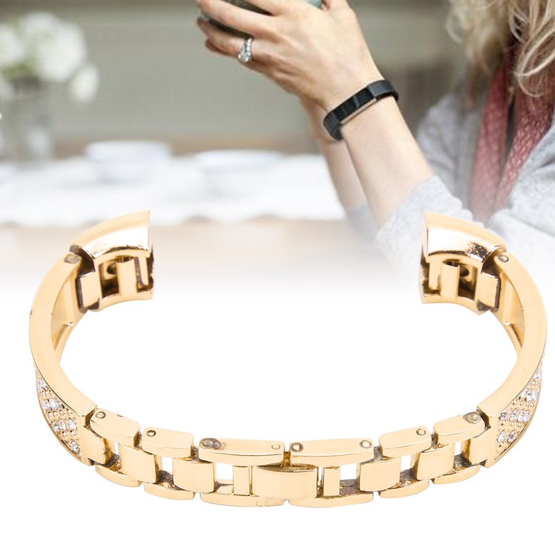 Stainless Steel Bracelet Women Inlay Rhinestones Wristband Wrist Decoration for