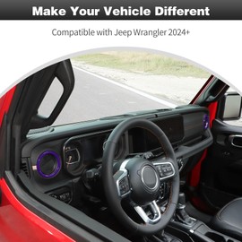 CheroCar Dashboard Air Conditioning Vents Trim Cover Ring,Air Outlets Trim Kit, Interior Decoration Accessories for Jeep Wrangler JL JLU & Jeep Gladiator JT 2024+,Purple