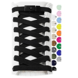 Stepace Shoelaces, No Tie, 2 Pairs (4 Pieces), Elastic Shoelaces, Metal Button-type, Easy Installation, Suitable for Kids, Adults, Elderly, Width 0.3 inches (8 mm), Length 47.2 inches (120 cm), 18