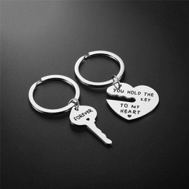shilipu 1 Pair Key Heart Keyring You Hold the Key to My Heart Keychain Puzzle Piece Heart Keyring Couple Lover Key Chain Magnetic Suction Key Ring Key Pendant Couple Best Friend Gift
