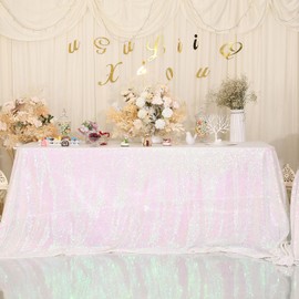 Eternal Beauty Sequin Tablecloth Iridescent 127x183cm Glitter Table Cover Sparkle for Party Birthday Wedding Christmas New Year Christmas Decoration