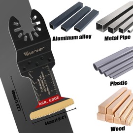 Vearter 5PCS Titanium Oscillating Saw Blades, 1-3/4'' Bi-Metal Universal Multitool Blades, Quick Release Multi Tool Blades Kits Curved Edge Precision Cutting for Wood, Metal Pipe, Nail, Drywall, PVC