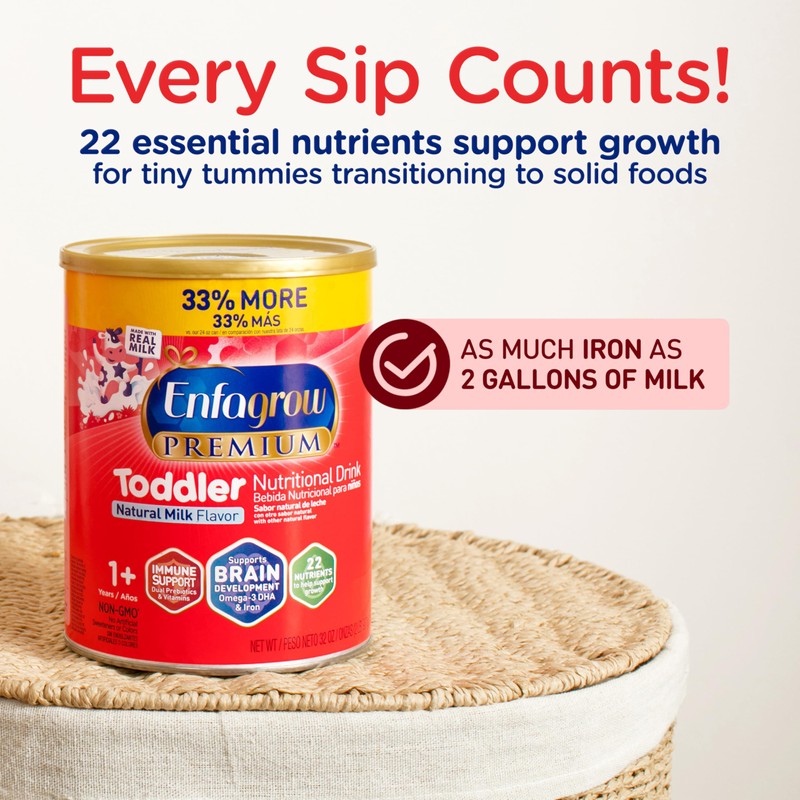 Enfagrow Premium Toddler Nutritional Drink, Natural Vanilla Flavor, Omega-3 DHA
