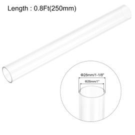 QUARKZMAN Rigid Round Clear Tube 26 mm (1 Inch) ID x 28 mm (1 1/8 Inch) OD x 0.8 Ft (250 mm) Length Plastic Pipe