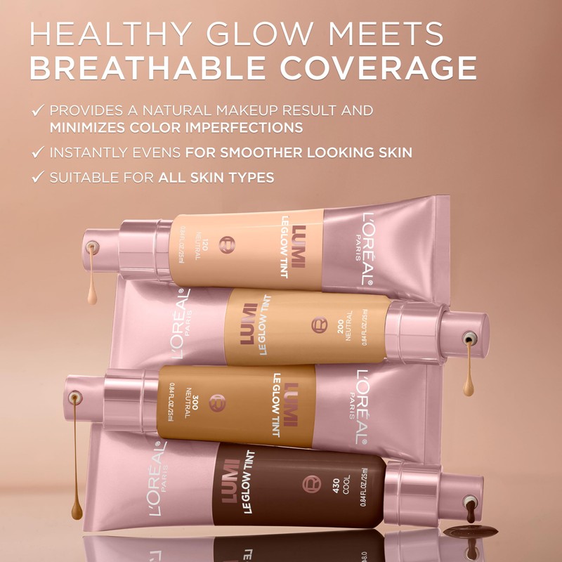 L'Oreal Paris Lumi Le Glow Skin Tint, Lightweight Water-Based Tinted