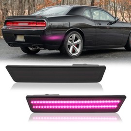 POPMOTORZ 2PCS Rear Fender Pink Purple LED Side Marker Lights Assembly Compatible With 2008-2014 Dodge Challenger, 2011-2014 Dodge Charger Rear Fender LED Bumper Side Marker Lights Lamps Smoked Lens