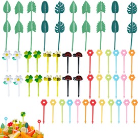BSITSSS 60PCS Fruit Fork Cute Food Picks for Kids, Reusable Mini Toothpick Cartoon Dessert Fruit Forks Cupcake Toppers Bento Box Party Supply Lunch Accessories