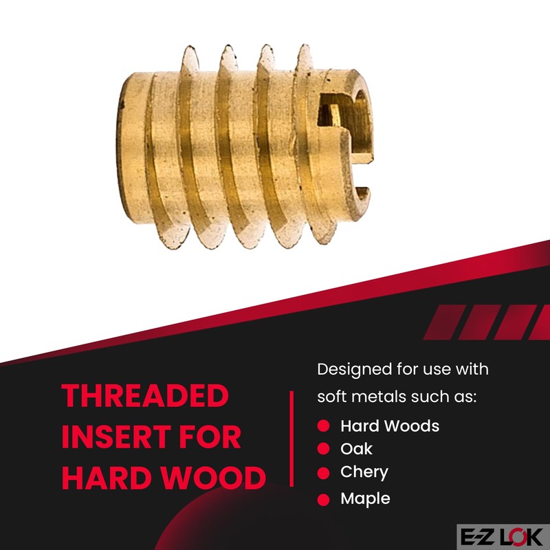 E-Z LOK Knife Threaded Insert for Hard-Wood, Brass Thread Inserts