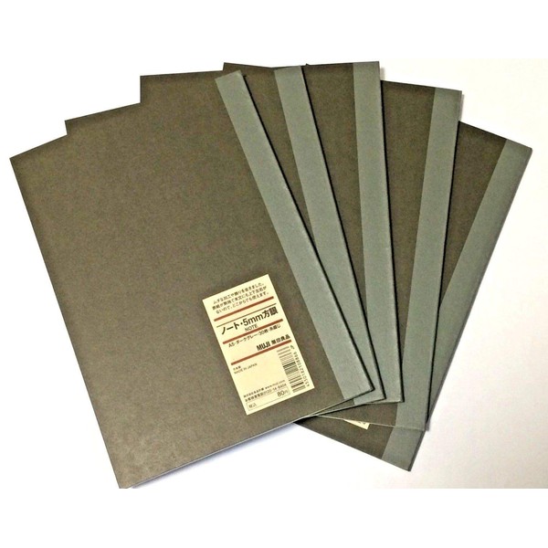 MUJI Notebook A5 5mm-grid 30sheets - Pack of 5books