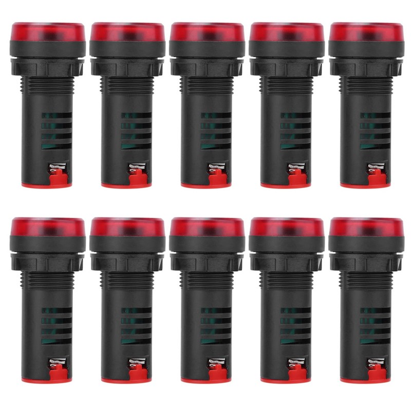 10 Pcs BERM® LED Buzzer AD16‑22SM Red Light Flash Alarm