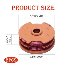 QKEINV 3Pcs Strimmer Spool for Worx, Strimmer Wire Compatible with Mcgregor for MET6032 MET4530 MET3525, Φ1.6 mm Autofeed Replacement Spools for Worx WG109, WG112, WG113, WG115, WG117, WG118, WG119E