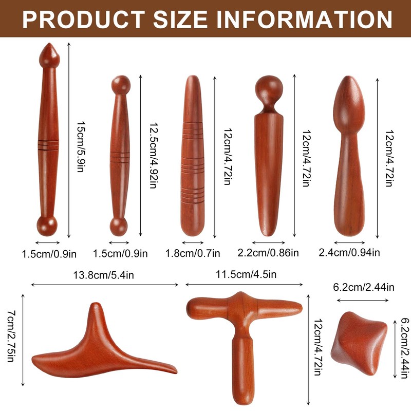 Gykutix 8-Piece Wooden Trigger Point Massager Set, Trigger Point Pusher,