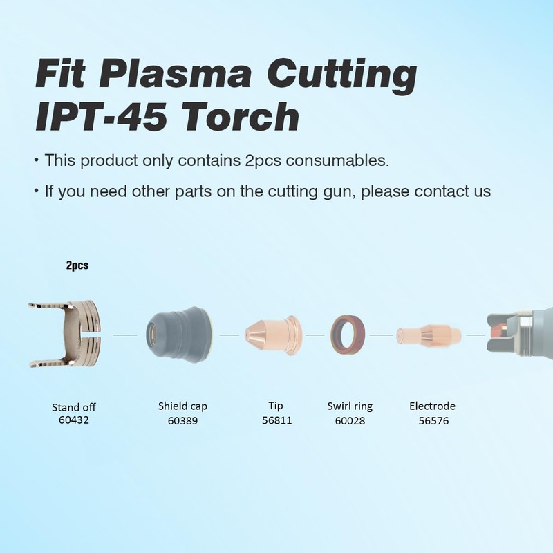 IPT-45 Torch Double Pointed Spacer Plasma Cutting Consumables for Habor