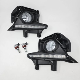 LEDIN Clear LED Fog Light For 2014-2016 Toyota Highlander Dual Color DRL Bezel Switch
