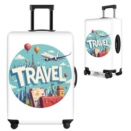 THISFIND Funny 'Don't Touch Me' Luggage Cover – Black Travel Suitcase Protector with Angry Face Design, Stretchable and Protective Cover for Travelers Fits 22''–25'' Suitcases (Size M)