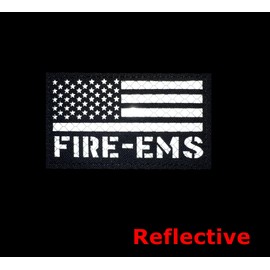 2 Pack Reflective EMS Fire Rescue Patch with Hook Back for Service Harness Tactical Vest Patch (Black-Red)