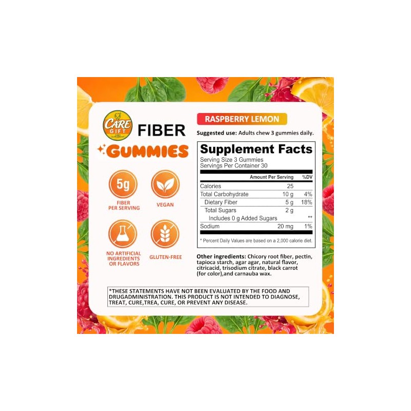 Fibre Gummies, Sugar-Free Fibre Supplements with Sodium for Gut Health