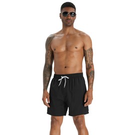APTRO Mens Swim Trunks with Compression Liner 2 in 1 Swim Shorts 5 inch Inseam Quick Dry Bathing Suit Men with Lining Pockets MP199 3X Black