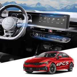 For 2025 Kia K5 Screen Protector - (4PCS) 2025 K5 (LXS/GT/GT-Line/EX) 12.3 Inch+Dash Screen Protector 2025 K5 Accessories Ultra-tough Screen Protector Anti Fingerprint& Scratch Navigation Dashboard