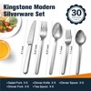 KINGSTONE Forged 30-Piece Silverware Set, Matte Flatware Set for 6,
