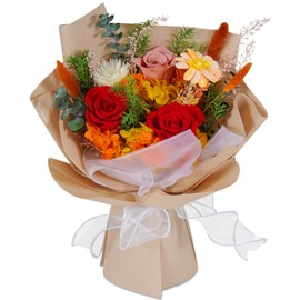 Lovionus89 Rose Preserved Bouquet, Handmade Durable Flower Arrangements, Premium Flower Delivery for Valentine's Day, Weddings, Birthdays, Anniversaries & Mother's Day, Red