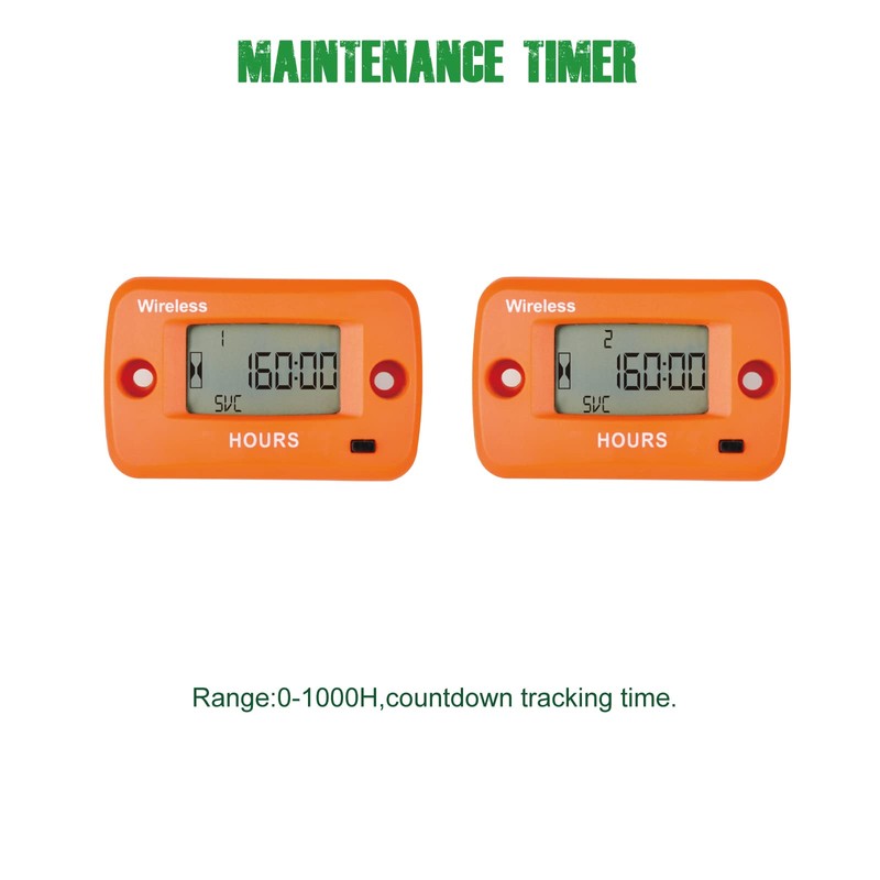 Yooreal Wireless Vibration Hour Meter Maintenance Meter for Gas Diesel