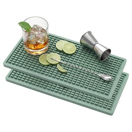 ZJWZLG 2PCS11.8 * 5.9in Green Bar Mat, Prevent Cups and Glasses from Sliding and Protect The Surface of The Table from Being Easily Damaged, Suitable for Bars, Home Bars and Coffee Bars