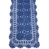 KEPSWET Cotton Handmade Crochet Lace Table Runner Blue Rectangle Coffee