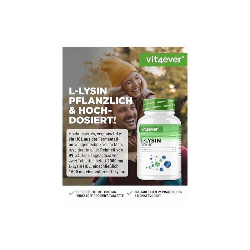 Vit4ever® L-Lysine 2000 - 350 Tablets - 2000 mg per