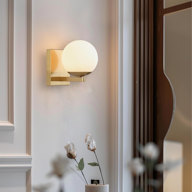 Popity home Gold Mid Centry Modern Wall Sconce, Globe Wall