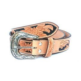 Affilare Western Genuine Leather Floral Tooled Jeans Belt For Men and Women 30WE007-48