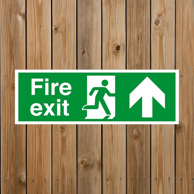 Fire exit arrow up - safety sign - 1.2mm Rigid