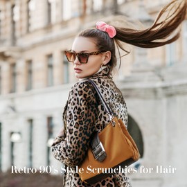 Lolalet Soft Velvet Scrunchies for Hair, Elastic Hair Bands Scrunchy for Women Girls, Ponytail Holder Hair Accessories Teens for Thick Curly Hair -4 Pack, Style D