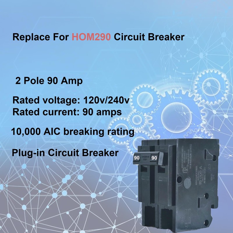 2 Pole 90 Amp Breaker,Replace for HOM290 Circuit Breaker,90 Amp