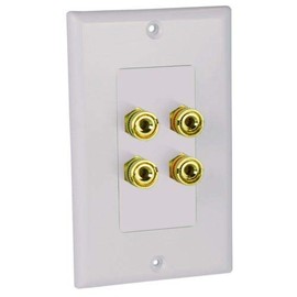 Avico Speaker Cable Wall Plate Wallplate 2 Speakers Banana Plugs Binding Posts