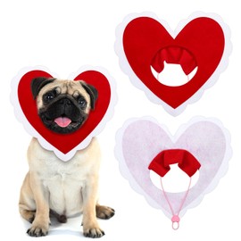 Geyoga Valentine's Day Dog Costume Cute Pet Hat Clothes Red Love Heart Shaped Headwear for Cats Dogs Dress up Adjustable Birthday Holiday Hat(Small)