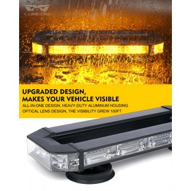 LUMENIX Rooftop Strobe Beacon Lights Bar Amber LED Emergency Traffic Security Lightbar w/Heavy-Duty Magnetic Base Warning Flashing Light for Construction Vehicles Trucks Postal Mail Carrier Snow Plow