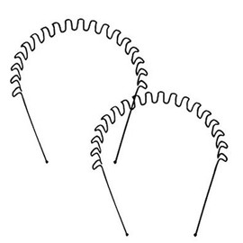 2 Pcs Unisex Black Zigzag Wavy Metal Black Hairband for Men and Women Hair Band