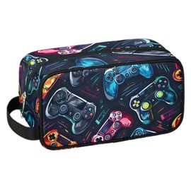 PATTERNFUL Video Game Travel Toiletry Bag for Kids, Waterproof Hanging Wash Bag Gym Shower Kit for Boys Girls Makeup Bag for Toiletries Accessories