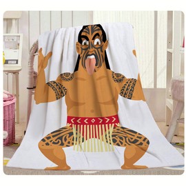 HGOD DESIGNS Maori Man Throw Blanket,New Zealand Maori Man Doing Traditional Haka Dance Soft Warm Decorative Throw Blanket for Bed Chair Couch Sofa 30"X40"
