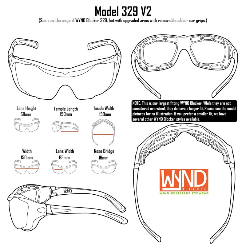 WYND Blocker Large Motorcycle Riding Glasses Extreme Sports Wrap Sunglasses,