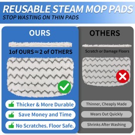 6 Pack Thickened Steam Mop Replacement Pads, Durable Microfiber Mop Pads Compatible with Shark S1000/S1000A/S1000C/S1000WM/S1001C, Washable Pads for Pet Owners and Families with Kids