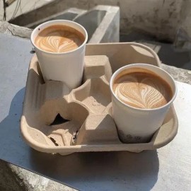 Porta Vasos De Cafe Biodegradable 4 Cavidades -75 Piezas-                                                                                             