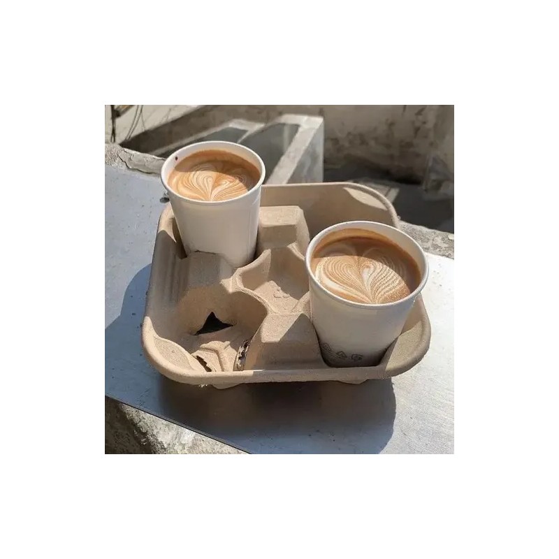 Porta Vasos De Cafe Biodegradable 4 Cavidades -75 Piezas-