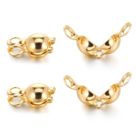 Pack of 100 Clamshell Crimp Beads Cover, Open Crimp Beads Cover, Chain Clasps, Bead Caps for DIY Bracelet, Necklaces, Jewellery Making Accessories (Gold)