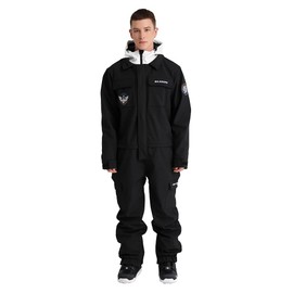 SEARIPE Women and Men's Ski Suits Snowboard One Piece Jumpsuit Winter Outdoor Ovealls Waterproof Warm Snowsuits(74BK,XS)