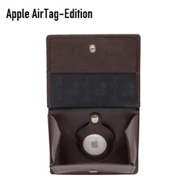 Jaimie Jacobs Slimstar AirTag Edition with Engraving Thin Wallet Large Coin Compartment Leather Slim Wallet Portrait Format, Saffiano Brown, Modern