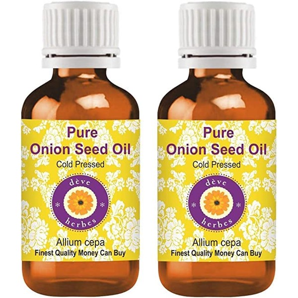 Deve Herbes Pure Onion Seed Oil (Allium cepa) 100% Natural Therapeutic Grade Cold Pressed Body Care Personal Care 100ml x 2